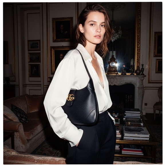 Gucci Aphrodite Medium Shoulder Bag – Black Goatskin Leather - Picture 5 of 16